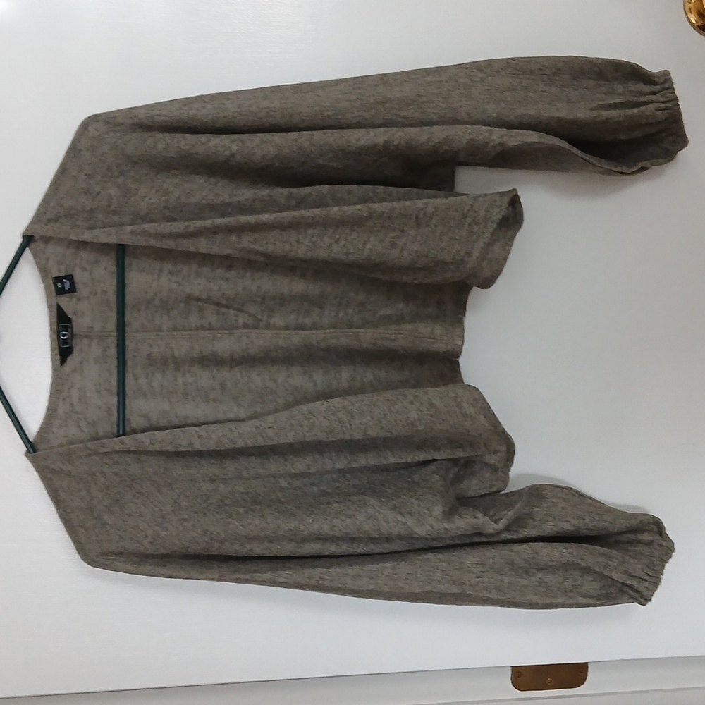 G By Giuliana Womens XS Batwing Sleeve Cropped Cardigan, Heathered Green